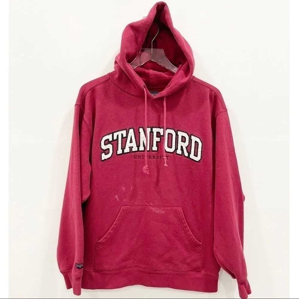 Vintage Jansport Stanford University Collegiate Hoodie Sweatshirt Red M Cotton